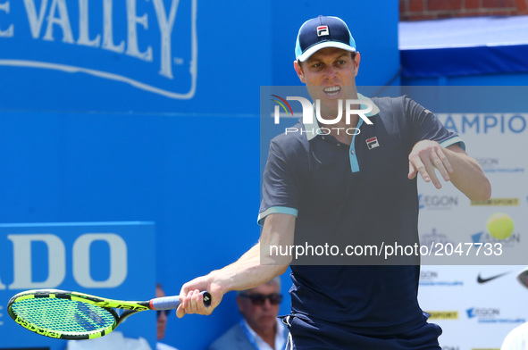 Sam Querrey USA against Gilles Muller LUX during Men's Singles Quarter Final match on the fourth day of the ATP Aegon Championships at the Q...