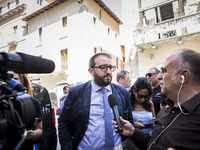 New Mayor of L'Aquila Pierluigi Biondi attends the visits of Giorgia Meloni in L'Aquila, Italy, on June 26, 2017. In L'Aquila, a city in cen...
