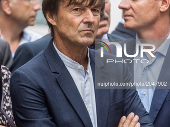 French Minister of Ecological and Inclusive Transition Nicolas Hulot   visits the new district of Confluence in Lyon on June 26, 2017. - (