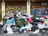Piles of garbage in Thessaloniki as cleaning workers  are on  strike in Greece, June 26, 2017 (