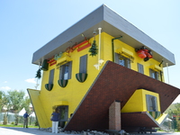 An outside view of an upside-down house at Cheerful Village in Ankara, Turkey on June 27, 2017. The 14th upside-down house in the world, whi...