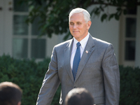 VP Mike Pence was present for President Donald Trump and Prime Minister Narendra Modi of India's joint press conference in the Rose Garden o...