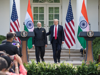 President Donald Trump and Prime Minister Narendra Modi of India, held a joint press conference in the Rose Garden of the White House, on Mo...