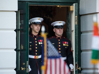 Marines prepare for the departure of Prime Minister Narendra Modi of India, as he left  the South Portico (South Lawn) of the White House, o...