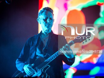 Martin Gore of the english electronic rock band Depeche Mode pictured on stage as they perform at San Siro Stadium in Milan, Italy (