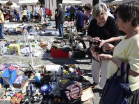 Traditional antique and vintage fair at the Holy Trinity Square in old town Citadel on 01 Jul 2017 in Osijek, Croatia. (