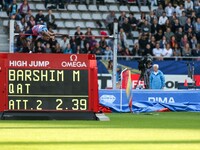 Mutaz Barshim of Katar competes in the high jump event within the International Association of Athletics Federations (IAAF) Diamond League i...