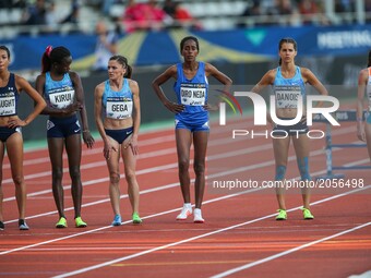 Athletes competes during the woman’s 3000 meters steeple within the International Association of Athletics Federations (IAAF) Diamond League...