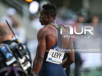 Ronald Levy  of Jamaica wins the men's 110 meters hurdles within the the International Association of Athletics Federations (IAAF) Diamond L...