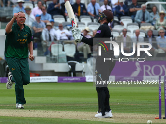 Nottinghamshire's Luke Fletcher  celebrates the wicket of Surrey's Gareth Batty
during the Royal London One-Day Final match between Nottingh...
