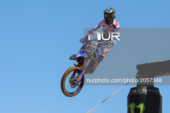 Romain Febvre #461 (FRA) in Yamaha of Monster Energy Yamaha Factory MXGP Team in action during the Warm-up MXGP World Championship 2017 Race...