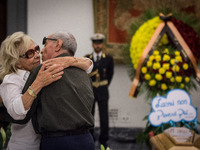 Maura Albites pay their respects to the late Italian actor inside the City Hall in Rome, laying-in-state inside the City Hall in Rome, Wedne...