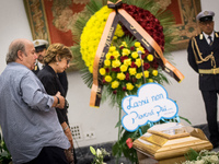 Lino Banfi pay their respects to the late Italian actor inside the City Hall in Rome, laying-in-state inside the City Hall in Rome, Wednesda...