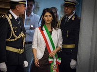 Virginia Raggi pay their respects to the late Italian actor inside the City Hall in Rome, laying-in-state inside the City Hall in Rome, Wedn...