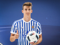 Presentation of Diego LLorente as a player of the Real Sociedad in the Anoeta Stadium at San Sebastian, on July 6, 2017. (