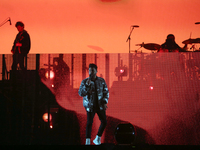Canadian band The Weeknd perform at the NOS Alive music festival in Lisbon, Portugal, on July 6, 2017. The NOS Alive music festival runs fro...