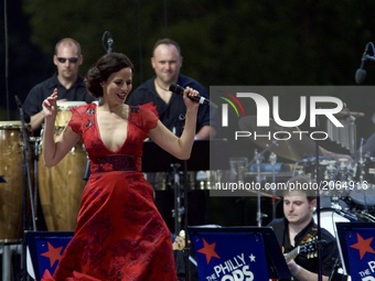Mandy Gonzales performs at the WaWa Welcome America Independence Day concert on the Benjamin Franklin Parkway, in Philadelphia, PA, on July...