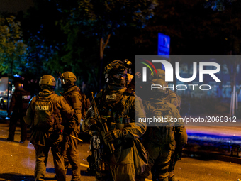 A group of German special police forces (SEK) wait for their mission, in Hamburg, Germany, on July 7, 2017. In the evening there was a lot o...