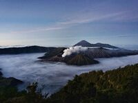 The view of Mount Bromo during the Yadnya Kasada Festival at Probolinggo, East Java, Indonesia on July 8, 2017. Yadnya Kasada ceremony is th...