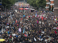 Germany, Hamburg: Thousands of protestors march through the streets at the 'Hamburg Shows Attitude' demonstration in Hamburg, Germany,  on J...
