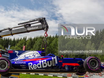 Carlos Sainz of Spain and Toro Rosso driver has engine problem during the 3rd practice session on Austrian F1 GP at Red Bull Ring  on July 0...