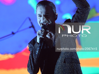 British band Depeche Mode lead singer Dave Gahan performs at the NOS Alive music festival in Lisbon, Portugal, on July 8, 2017. Photo: Pedro...