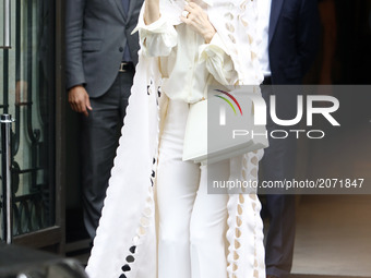Celine Dion leaves her hotel in Paris, France, on July 12, 2017. (