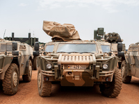 An armoured Fennek vehicle of the German armed forces a drill at Camp Castor in Gao, Mali, 19 May 2017. Members of the German armed forces (...