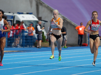 Dutch sprinter Marije van Hunenstijn (22) is seen competing in the 100 meter sprint during U23 European Athletics Champioships in Bydgoszcz,...
