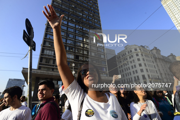 The Paulista Union of Secondary Students (Upes) held a protest in Sao Paulo, Brazil, on July 13, 2017 against the decision of the mayor of S...