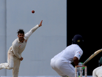 Zimbabwe's cricket captain Graeme Cremer delivers a ball during the 2nd day's play of the only test cricket match between Sri Lanka and Zimb...