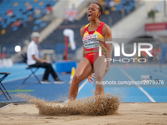 Ana Peleteiro is seen competing in the womens triple jump on 14 July, 2017 in Bydgoszcz, Poland during the European U23 IAAF Championships....