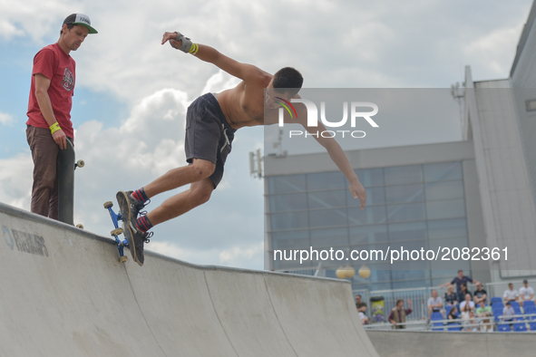 Damian Bojko during the final of Skateboarding competition of Carpatia Extreme Festival 2017, in Rzeszow.
On Sunday, July 16, 2017, in Rzesz...