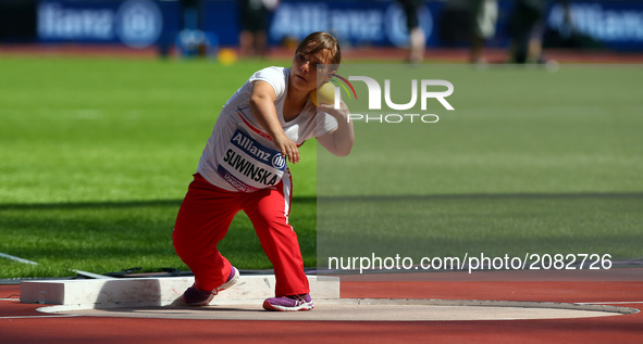 Renata Slwinskai of Poland compete in Women's Shot Put Final during IPC World Para Athletics Championships at London Stadium in London on Ju...