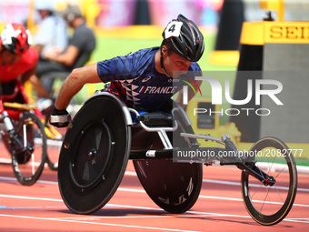 Julien Casoli (FRA)  compete  in Men's 800m T54 Round 1 Heat 3 during IPC World Para Athletics Championships at London Stadium in London on...