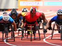 L-R Nathan Maguire (GBR) Yang Liu (CHN) and Faisal Alrajehi (KUW)  compete  in Men's 800m T54 Round 1 Heat 3 during IPC World Para Athletics...
