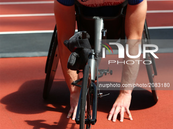 Nathan Maguire (GBR) compete  in Men's 800m T54 Round 1 Heat 3 during IPC World Para Athletics Championships at London Stadium in London on...