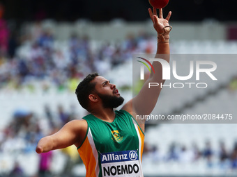  Kerwin Noemdo of South Africa compete in Men's Shoot Put T46 Final during IPC World Para Athletics Championships at London Stadium in Londo...