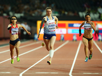 Polly Maton of Great Britain compete in Women's 100m T47 Final 
 during IPC World Para Athletics
Championships at London Stadium in London o...
