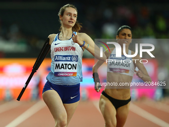 Polly Maton of Great Britain compete in Women's 100m T47 Final 
 during IPC World Para Athletics
Championships at London Stadium in London o...