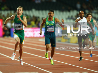 L-R Chari du Toit of South Africa and Mateus Evangelista Cardoso of Brazil compete in Men's 400m T37 Final  during IPC World Para Athletics...