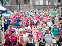 People during the Pink Wednesday during the International Four Days Marches in Nijmegen, on July 19, 2017. Since it is the world’s biggest m...