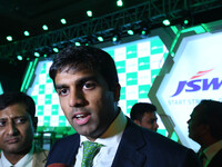 Parth Jindal son of Sajjan Jindal Chairman of Jindal Group at the launch of  JSW Cement on July 19,2017 in Kolkata,India. (