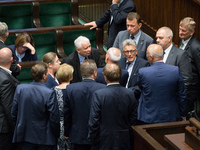Leader of the Law and Justice (PiS) rulling party, Jaroslaw Kaczynski during a night debate on a Supreme Court bill, in the lower house of P...