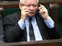 Leader of the Law and Justice (PiS) rulling party, Jaroslaw Kaczynski during a night debate on a Supreme Court bill, in the lower house of P...
