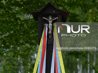 A view of a wooden cross dating the 19th century, inside the Folk Culture Open-Air Museum in Kolbuszowa. 
On Sunday, July 16, 2017, in Kolbu...