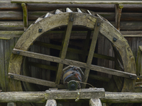 A view of the mill-wheel inside the Folk Culture Open-Air Museum in Kolbuszowa. 
On Sunday, July 16, 2017, in Kolbuszowa, Poland., 2017, in...