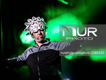 Jay Kay of the english acid jazz band Jamiroquai pictured on stage as they perform at Moon&Stars Festival 2017 in Locarno Switzerland on 18...