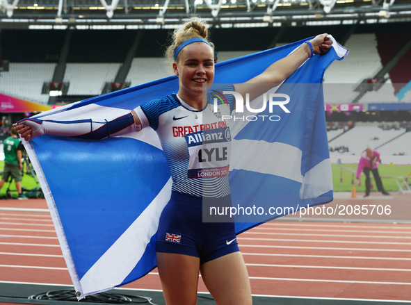 Maria Holt of Great Britain after Women's 100m T35 Final
during World Para Athletics Championships at London Stadium in London on July 19,...