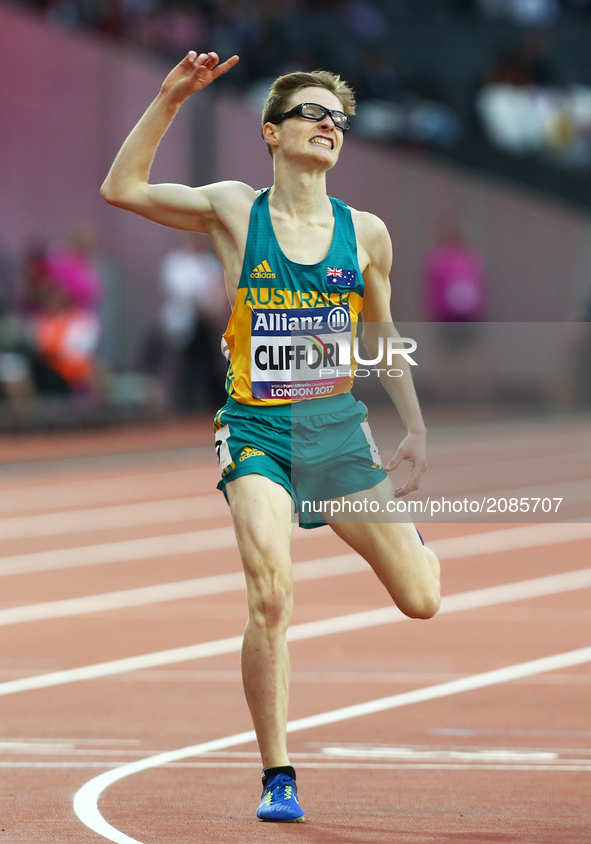 Jaryd Clifford of Australia  Men's 1500m F13 Final during World Para Athletics Championships at London Stadium in London on July 19, 2017 